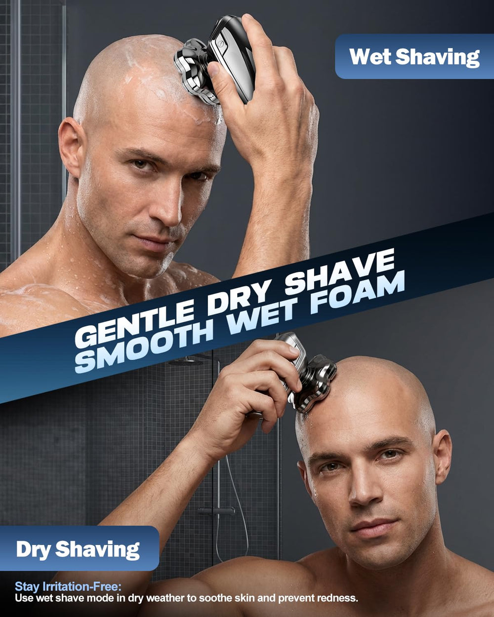VOPH shaver ergonomic diamond-grip handle for secure, comfortable grip.