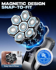 VOPH shaver with magnetic detachable head for quick, tool-free cleaning.