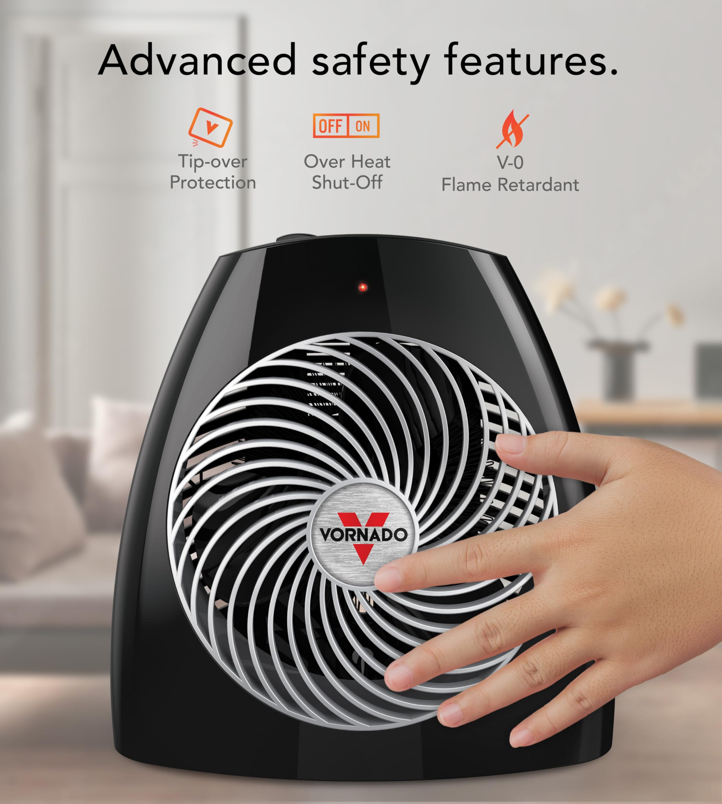 Vornado MVH-2025 cool-touch exterior ensures safe handling in living spaces