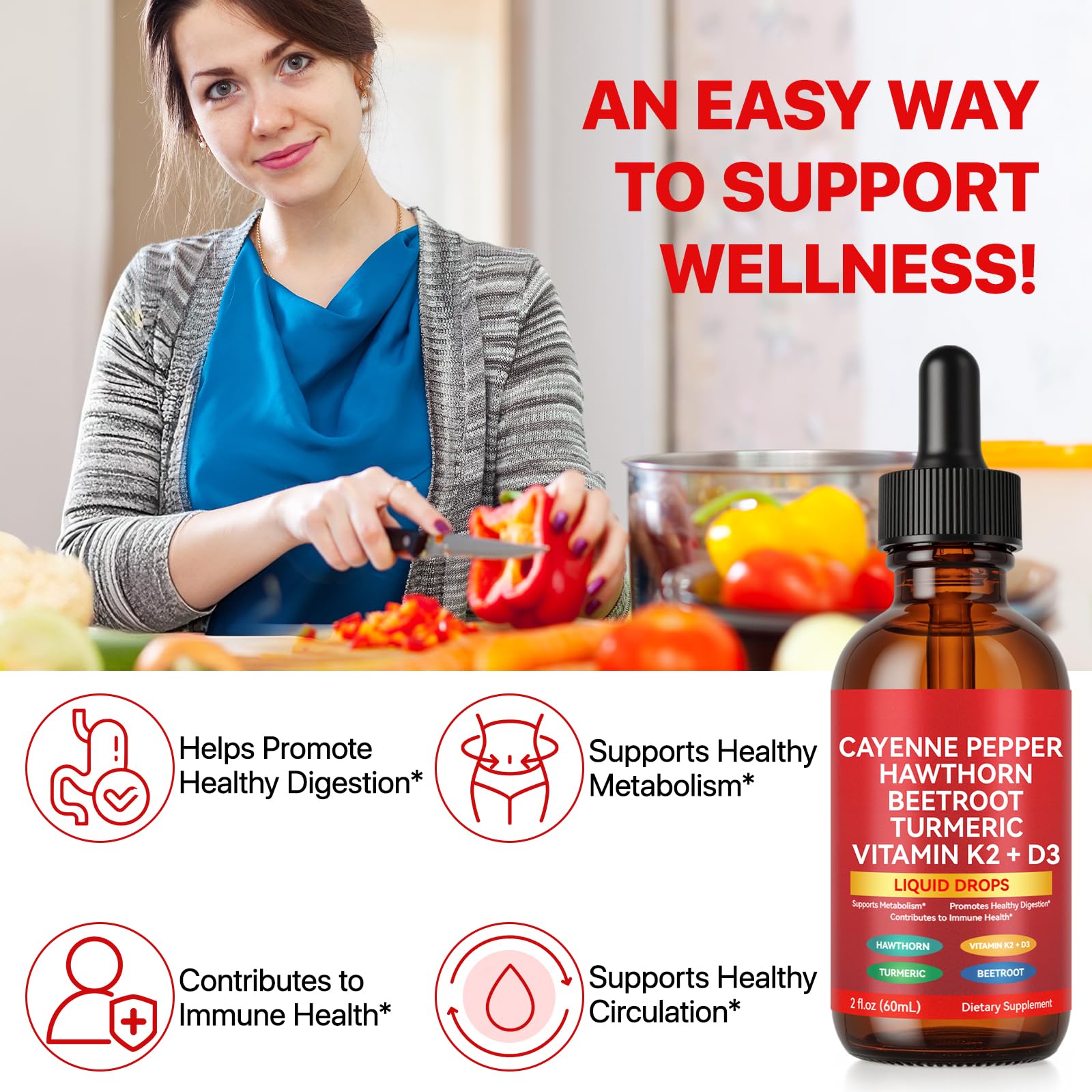Vortexonix Cayenne Drops label close-up highlighting vegan ingredients.