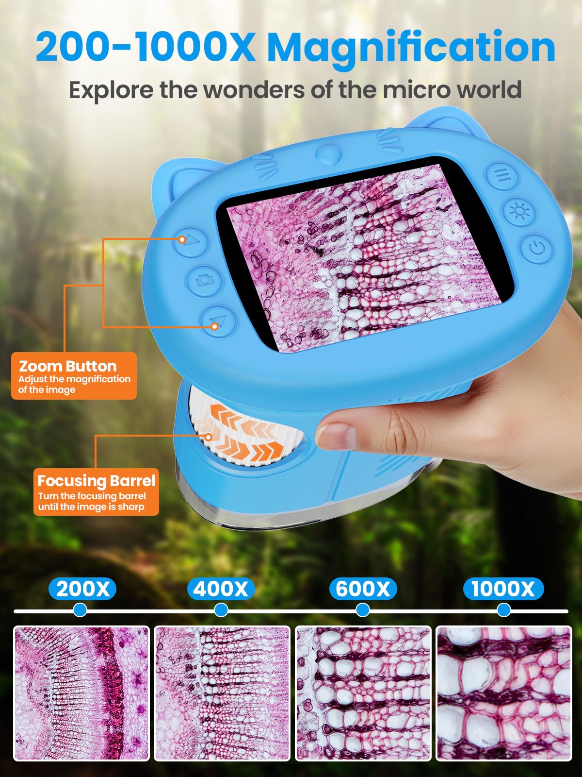 Vorth kids microscope real-time observation mode enables quick learning.