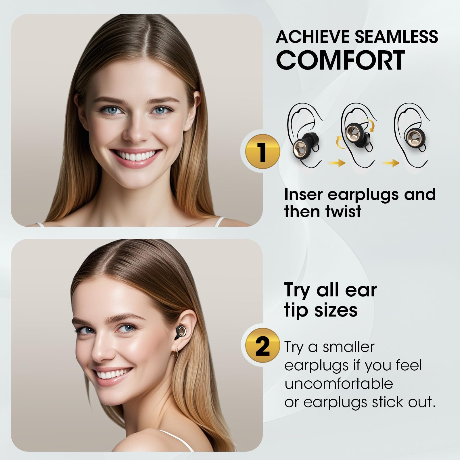 Vosaf ear plugs for side sleepers provide all-night comfort.