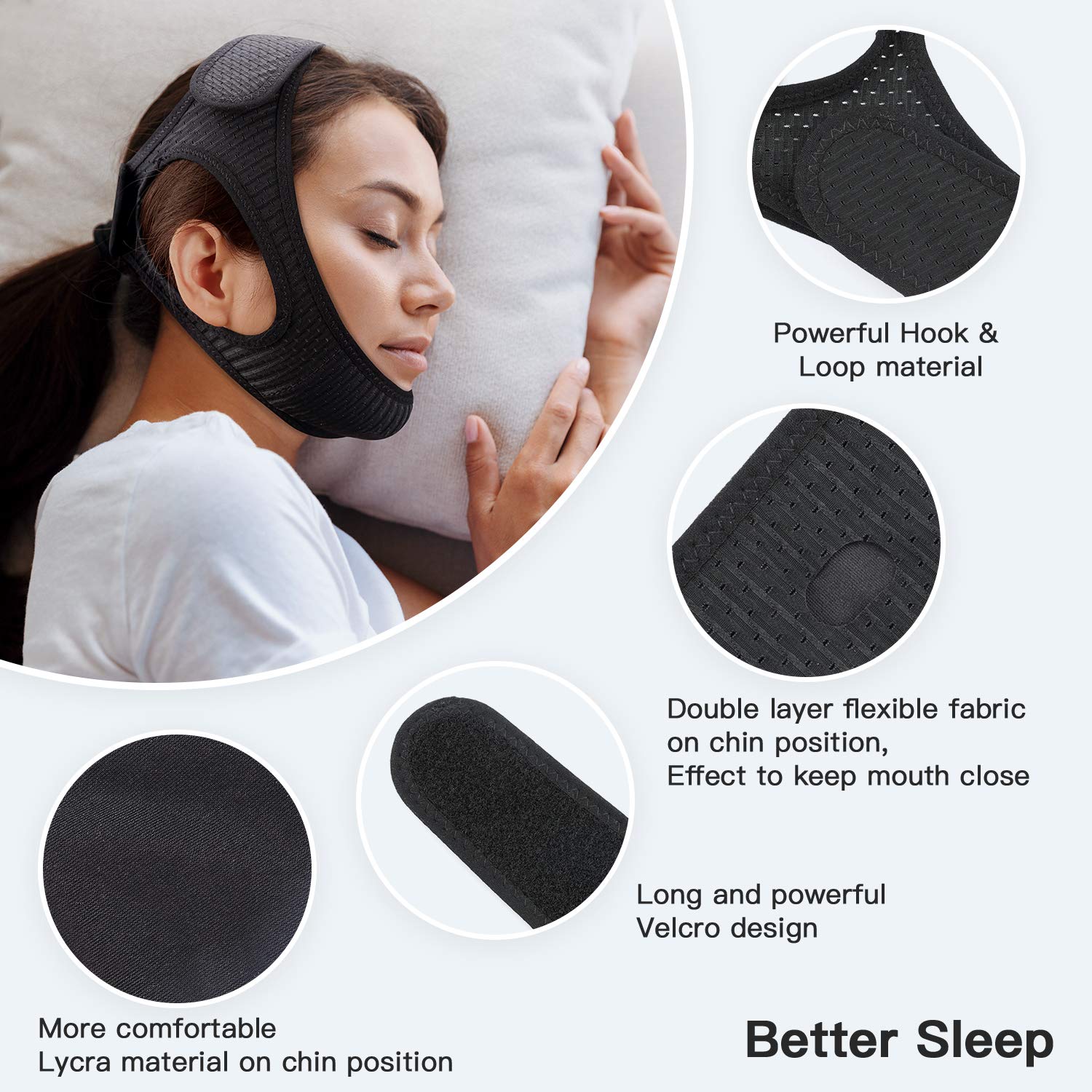 Breathable Vosaro strap fabric keeps skin cool through the night.
