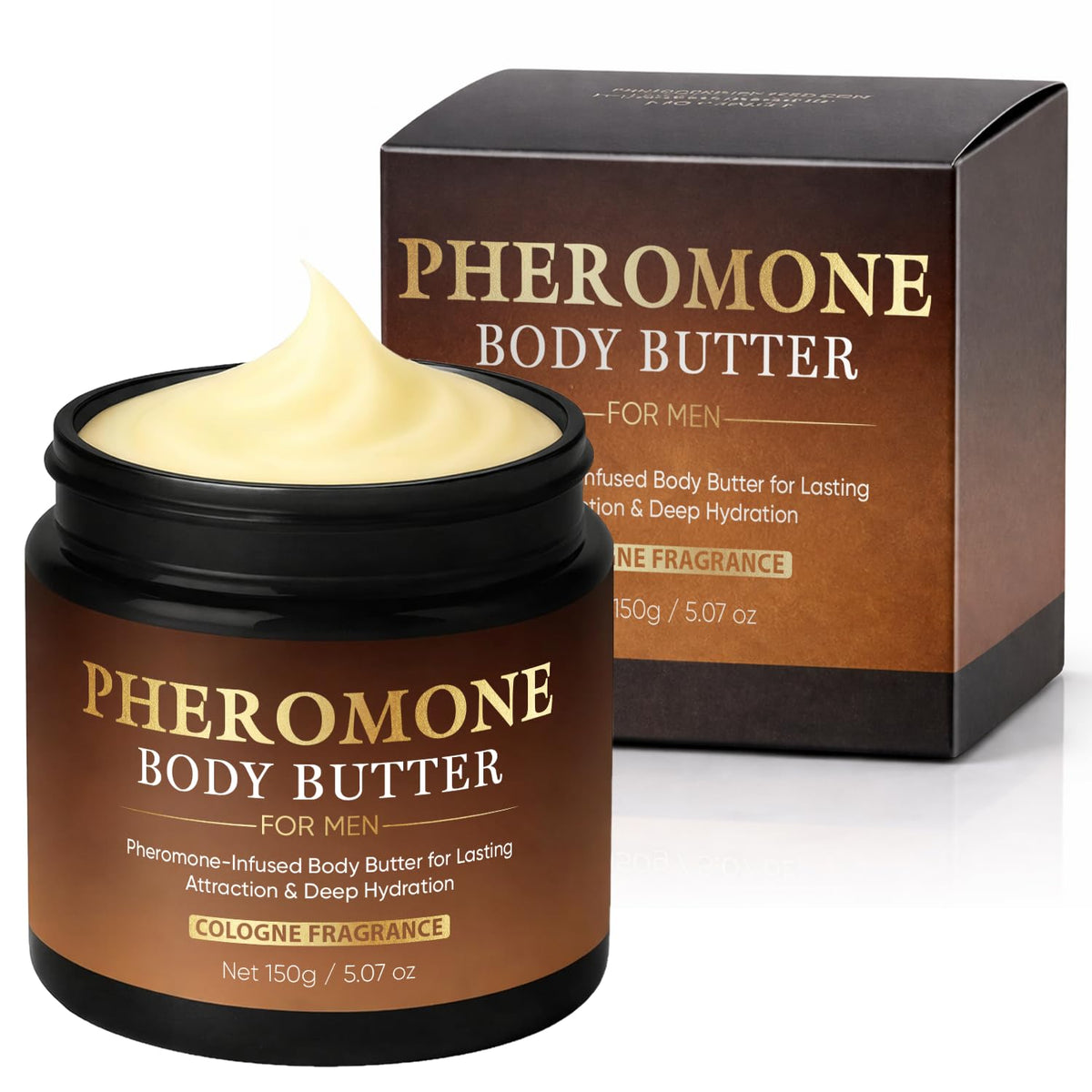 VOSETOKELA pheromone body butter jar with refined masculine scent and smooth texture.