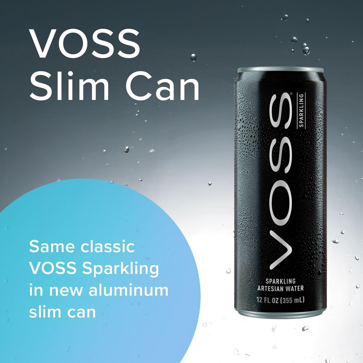 VOSS aluminium cans recycling symbol, emphasizing sustainability.