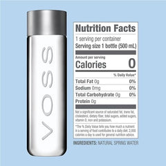 VOSS plastic BPA-free bottle close-up highlights clear taste and portability.