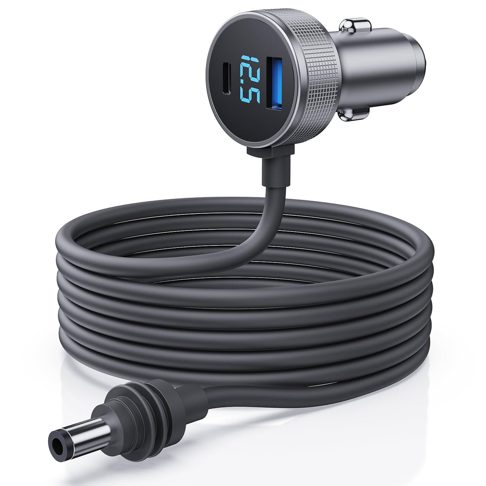 Vostolobo Starlink Mini DC cable with digital display monitors vehicle voltage for safety.