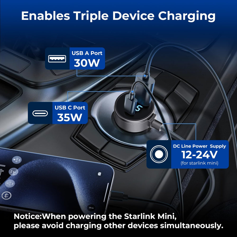 Vostolobo Starlink Mini cable includes USB-A port for additional devices.
