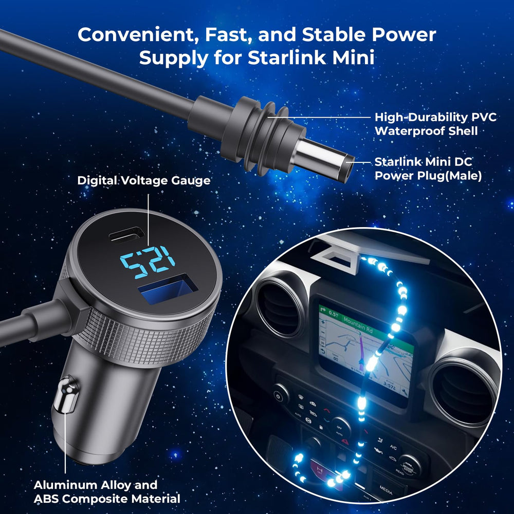 Vostolobo Starlink Mini cable includes USB-C PD port for high-power charging.
