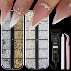 VOTACOS nail pearls two-box set with glue for at-home salon results