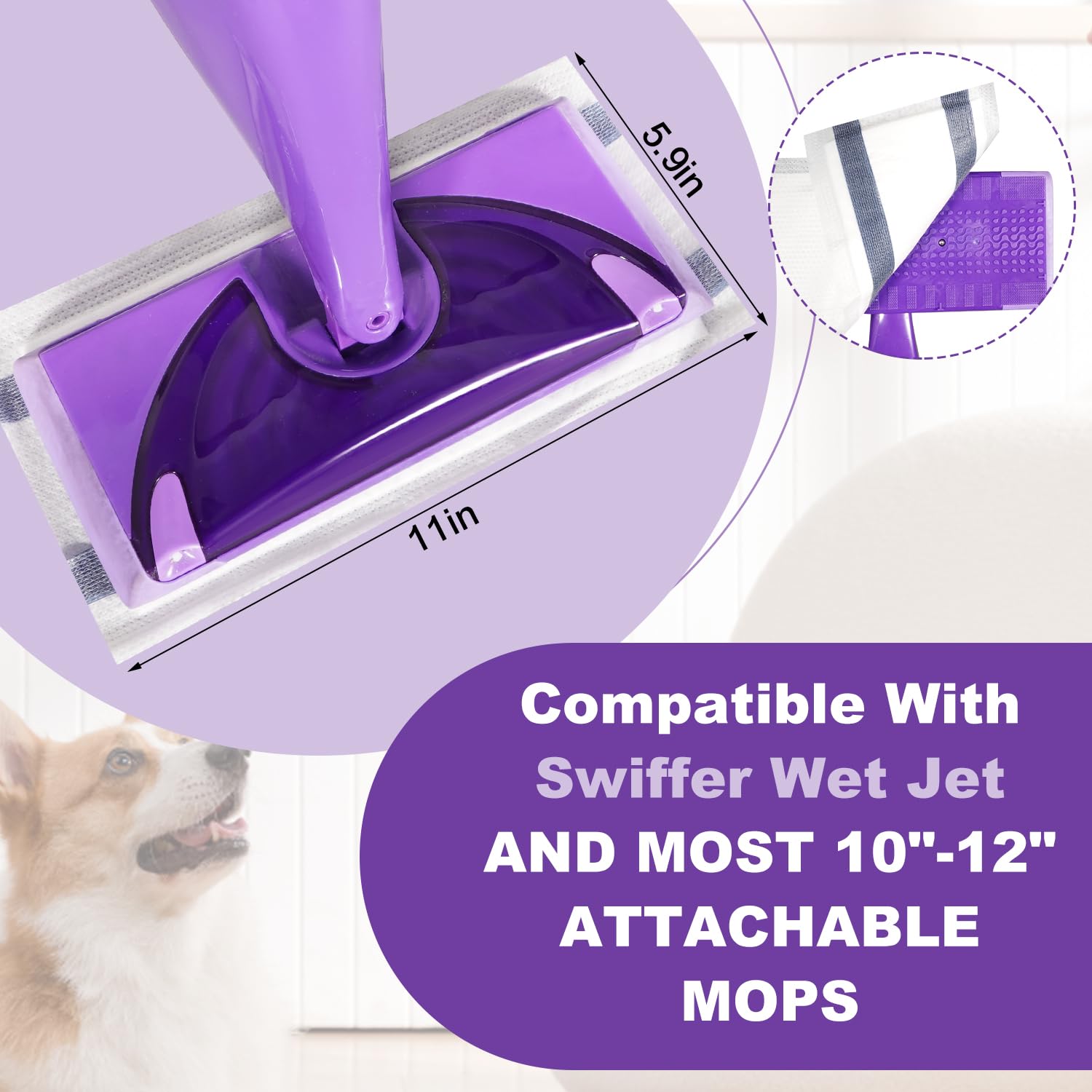 Vowanop mop pads with multi-layer design; superior absorbency for spills and dirt