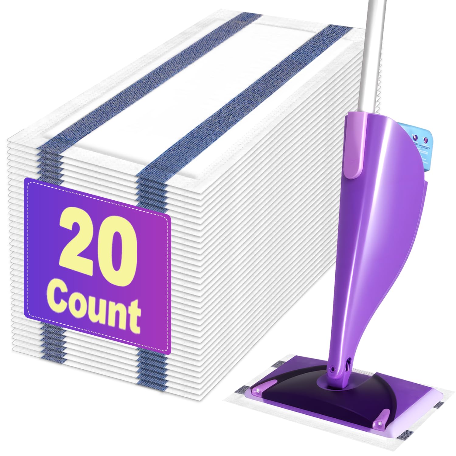 Vowanop mop pads for Swiffer compatibility; quick attachment for fast floor cleaning