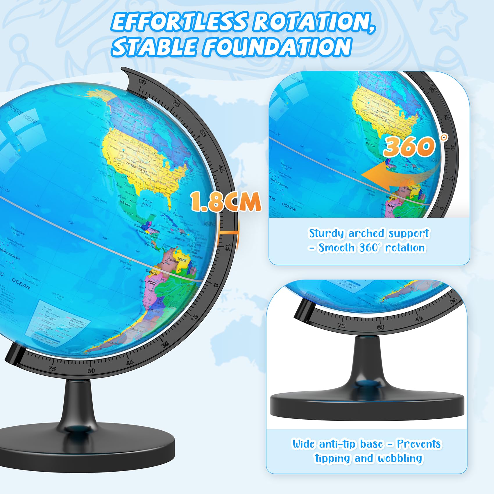 Voxelure globe marks boundaries of 200+ countries and regions.