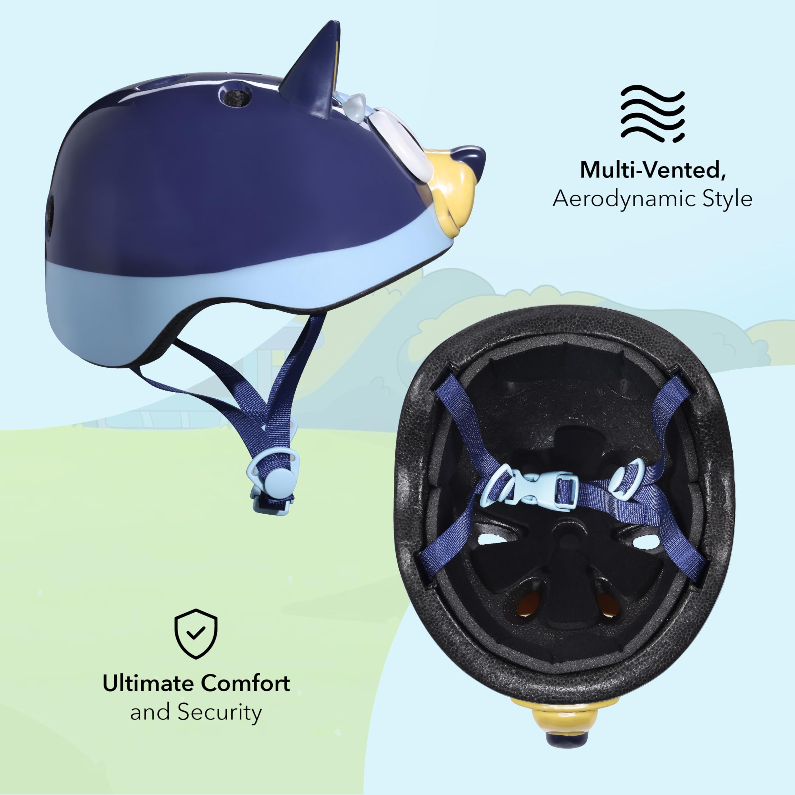 Voyager Bluey bike helmet adjustable fit for growing children over time.