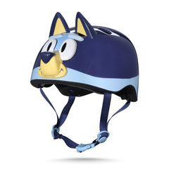 Voyager Bluey bike helmet front view showing adjustable sizing for ages 5 and up.