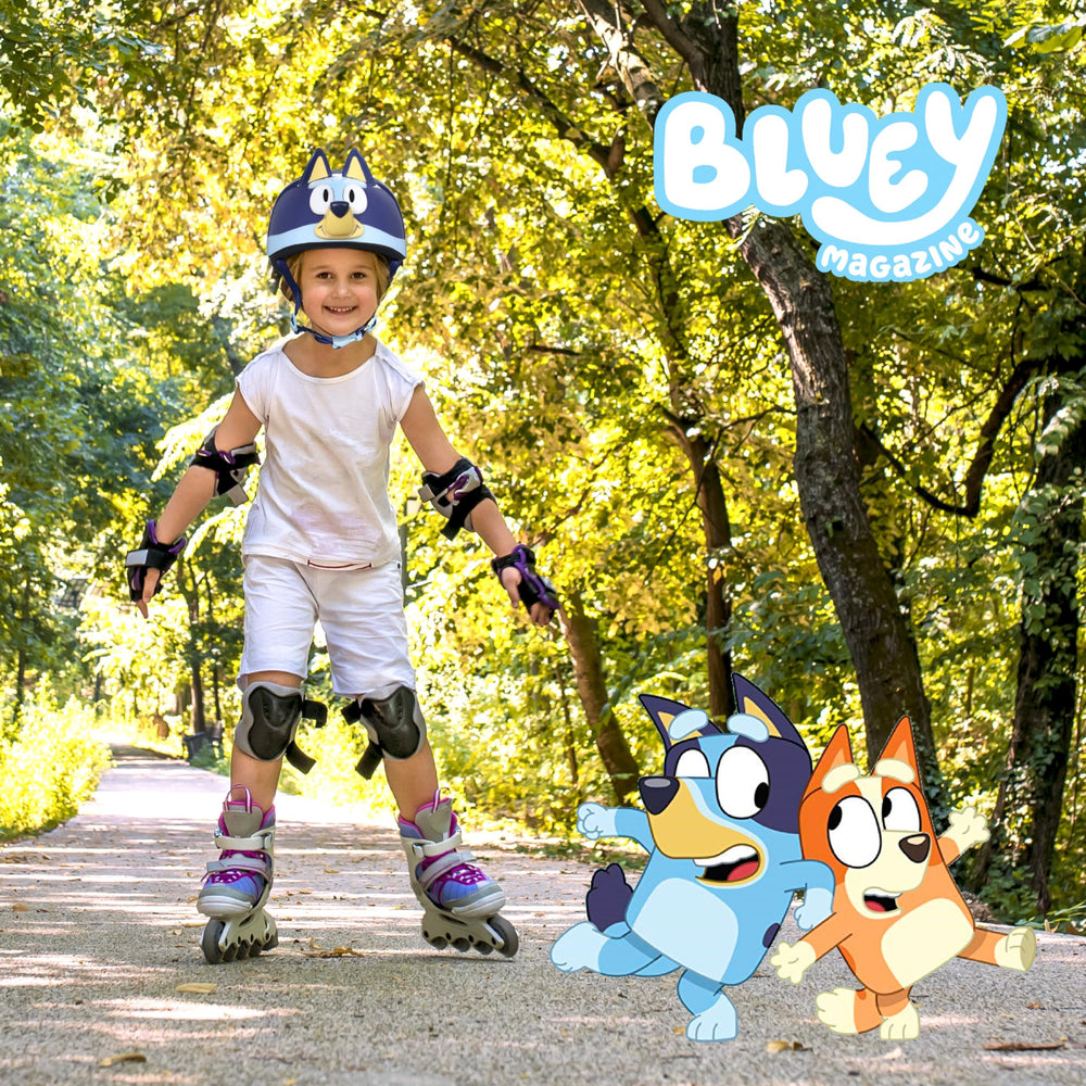 Voyager Bluey bike helmet PVC shell with EPS core for reliable protection.