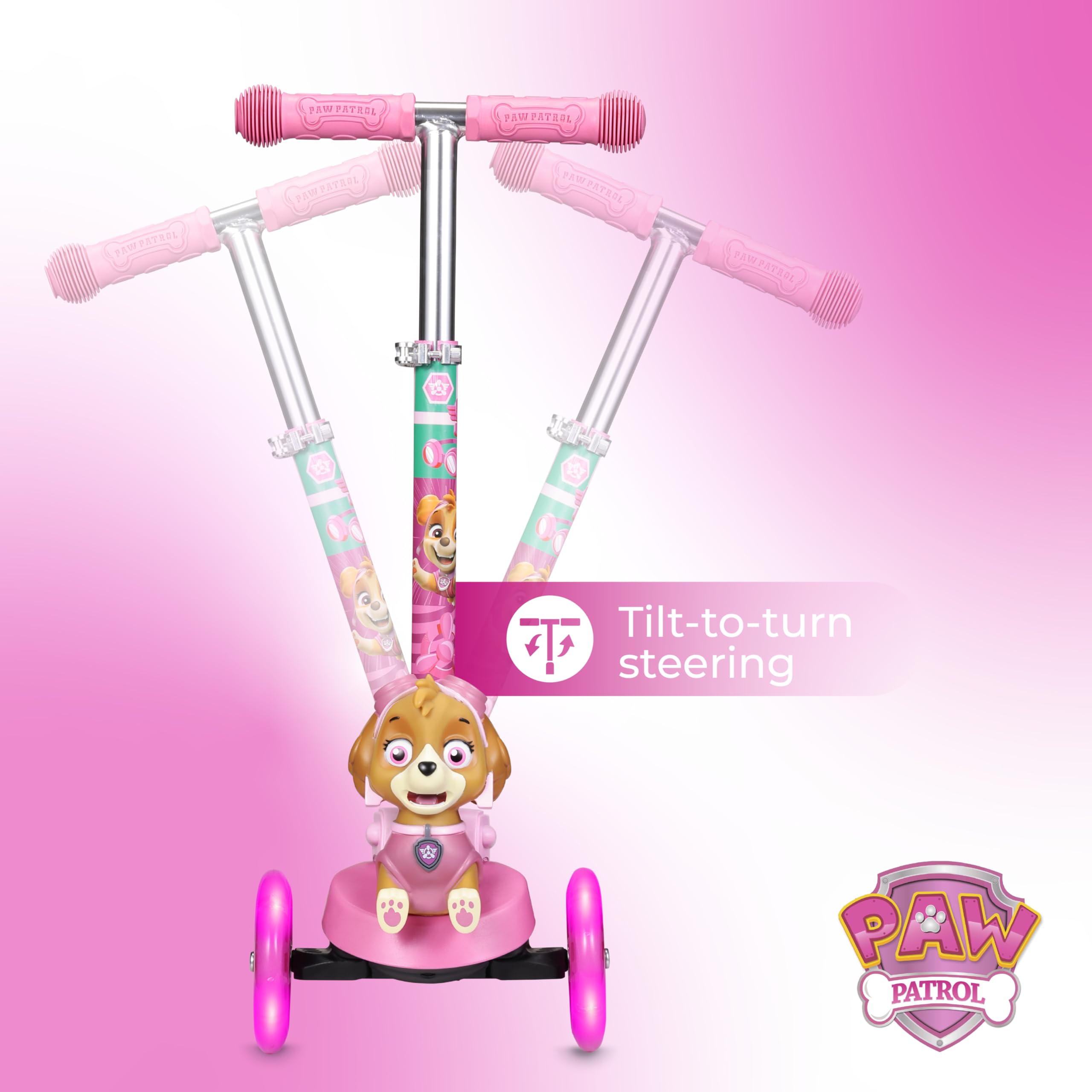Voyager Paw Patrol Skye self-balancing design reduces balance worries for young riders