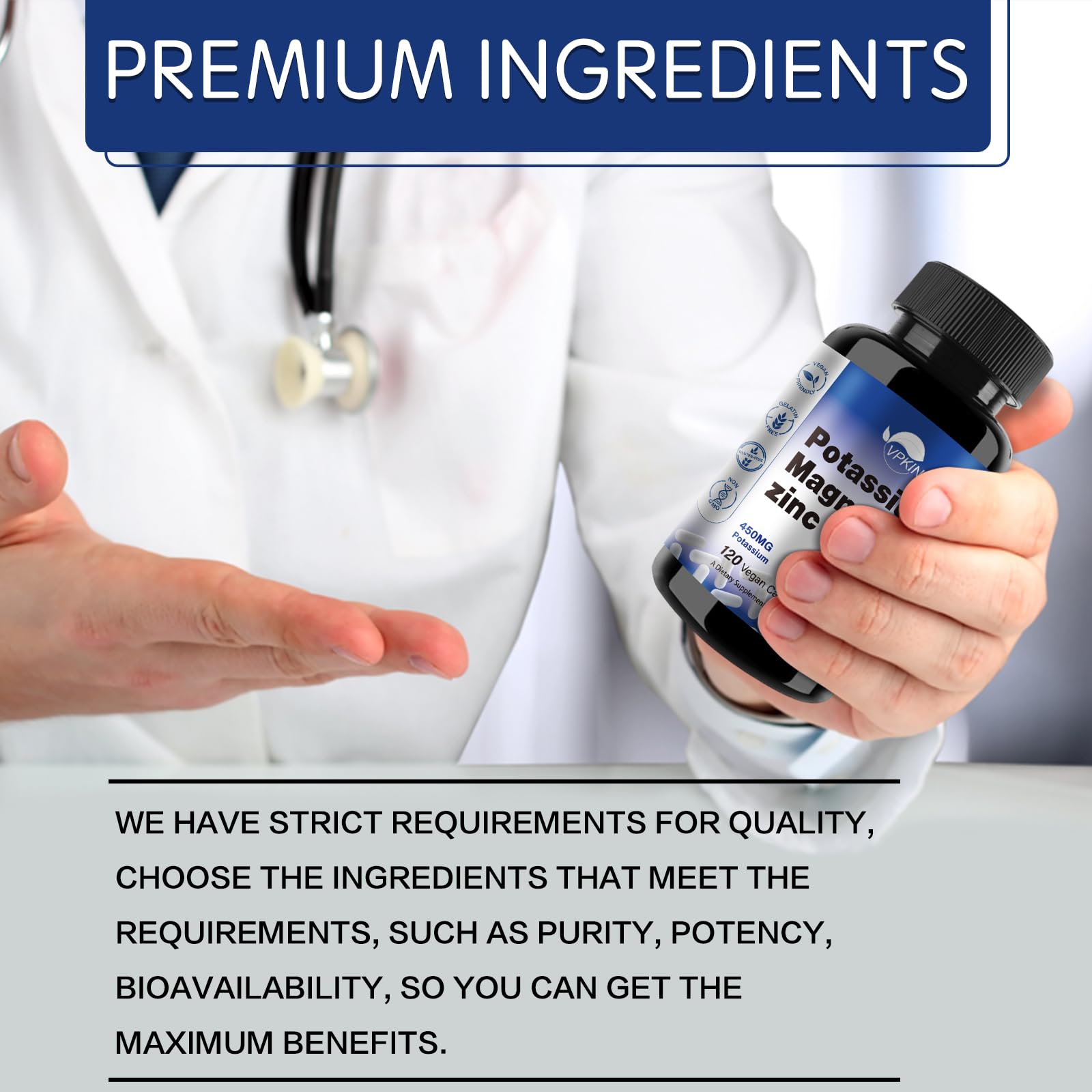 VPKIN Gluten-free vegan label signals pure, allergen-conscious formulation for shoppers.