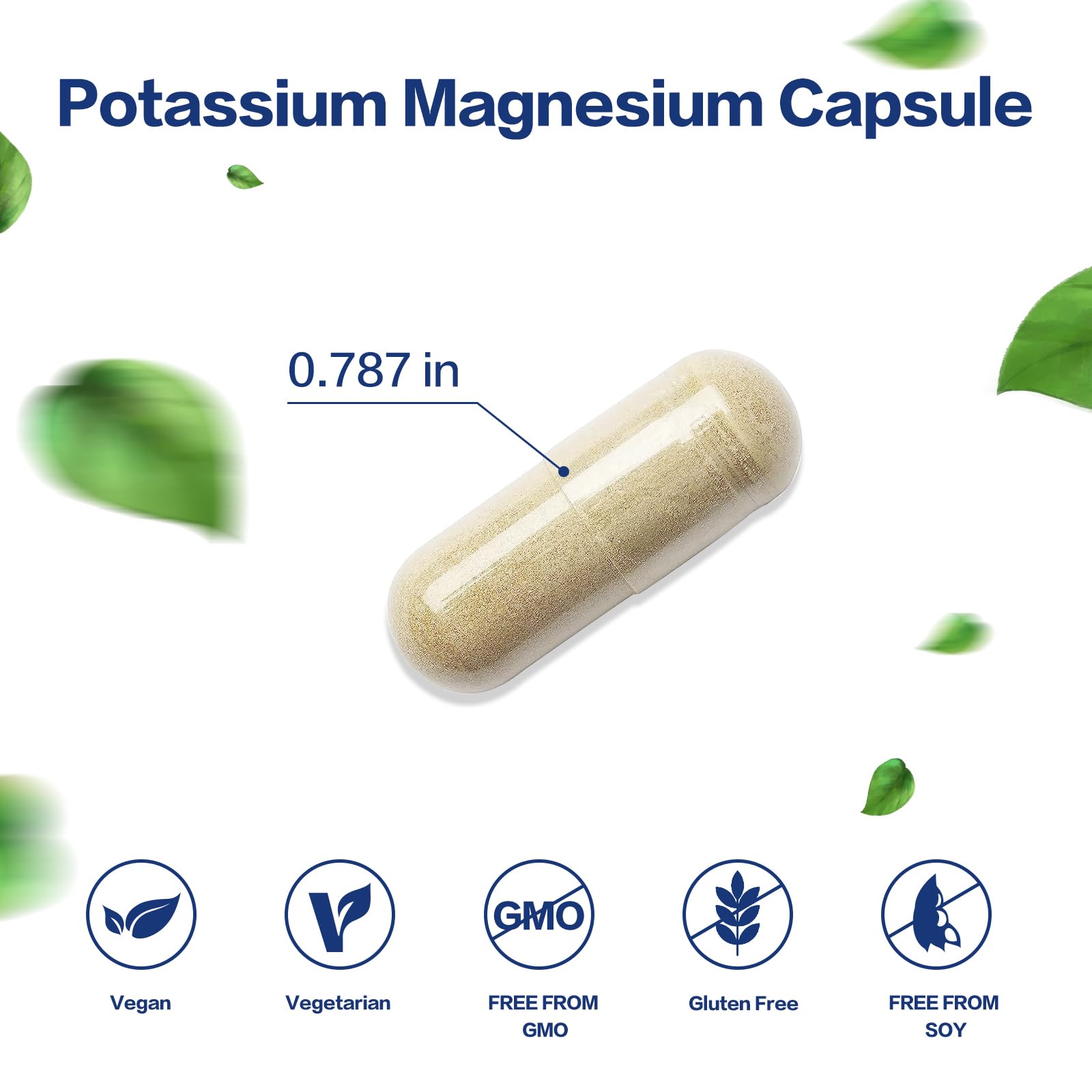 VPKIN Potassium Magnesium capsules close-up highlights vegan minerals for balanced health.