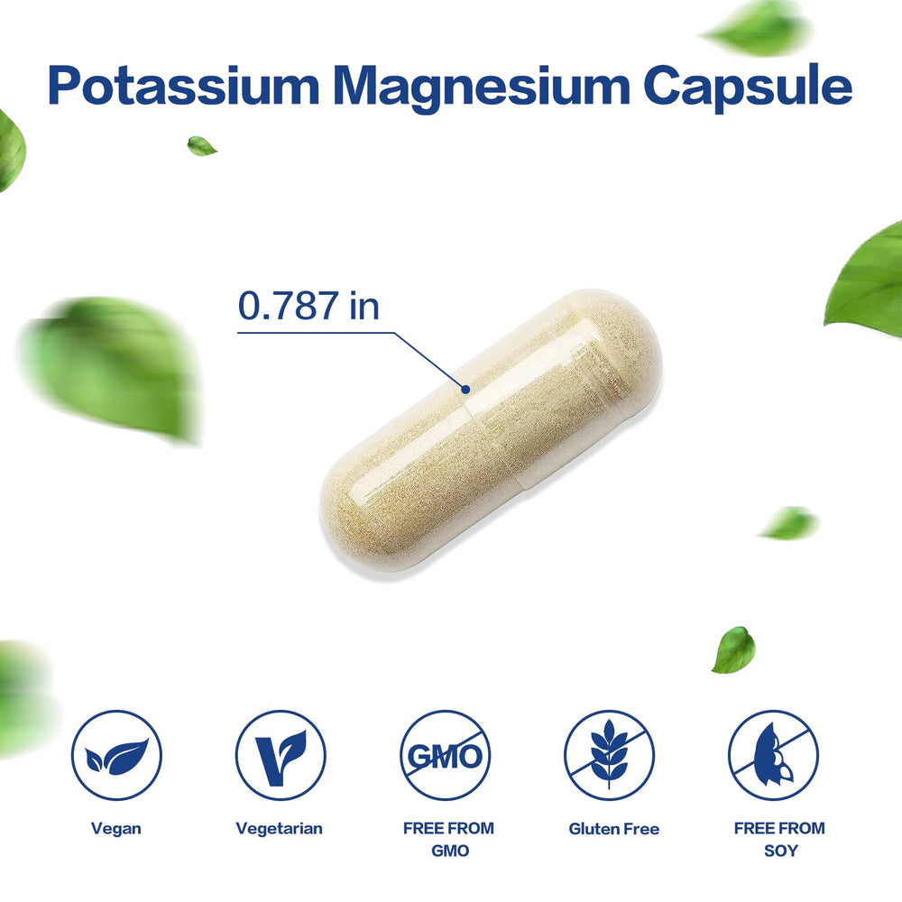 VPKIN Potassium Magnesium capsules close-up highlights vegan minerals for balanced health.