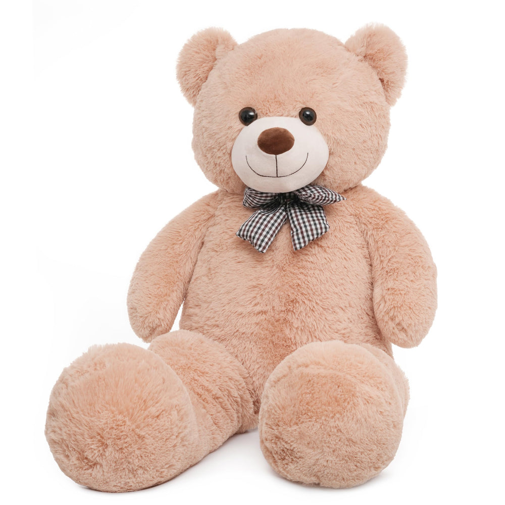 Side view of Vposyako bear showing lifelike size and inviting hug
