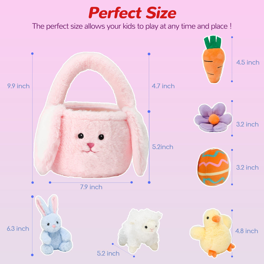 Vposyako furry bag with plush toys for easy transport.