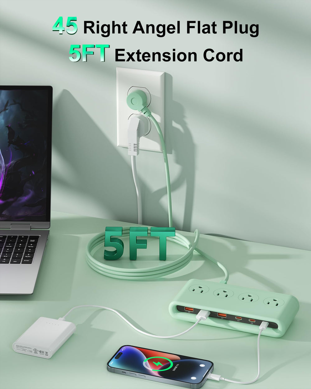 VPSUN desk setup showing tidy charging hub for busy spaces.