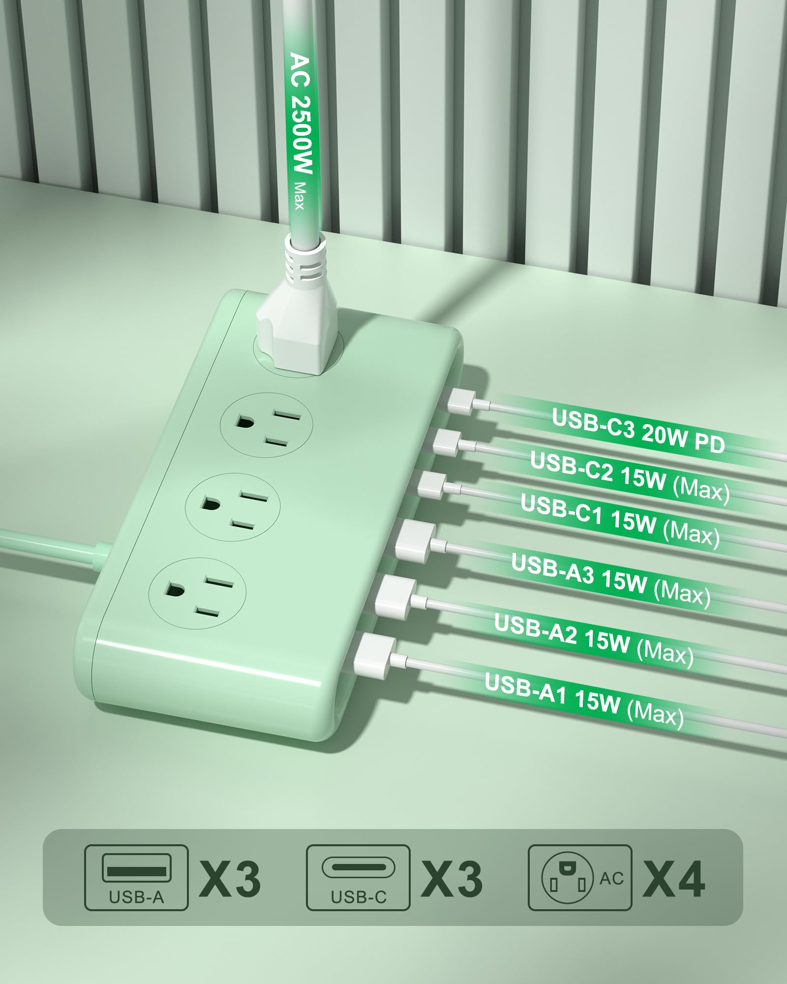 VPSUN extension cord 5ft demonstrates flexible reach for home offices.