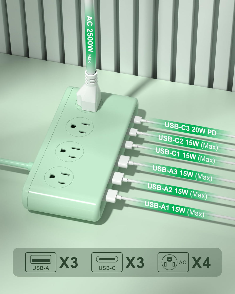 VPSUN extension cord 5ft demonstrates flexible reach for home offices.