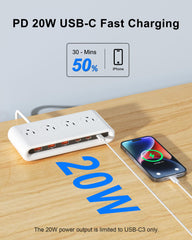 VPSUN power strip safety protections with grounded and over-voltage features ensure safe use.