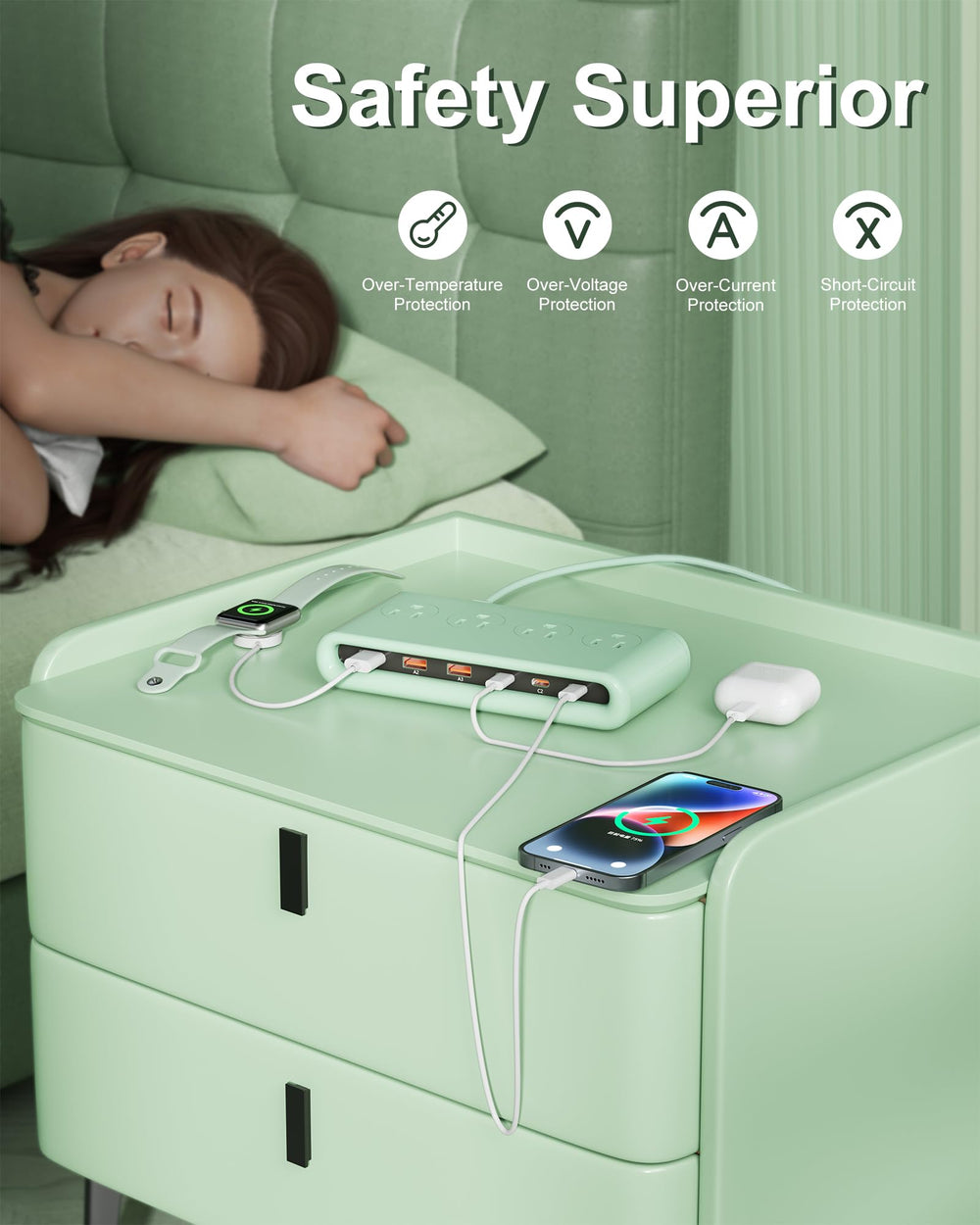 VPSUN safety features highlight protections against overload and short circuits.