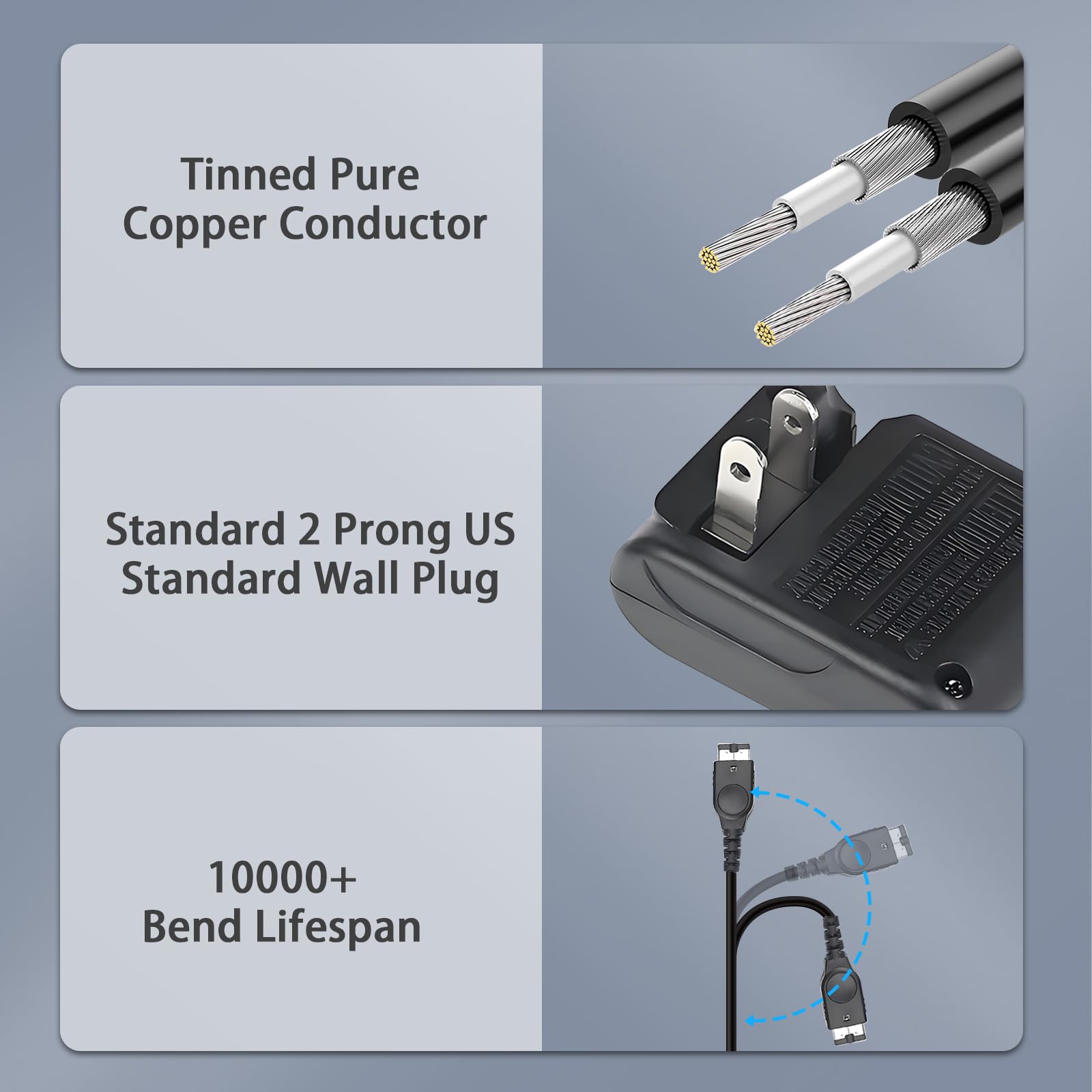 Vranzoral GBA-SP Charger package contents include charger and USB cable.