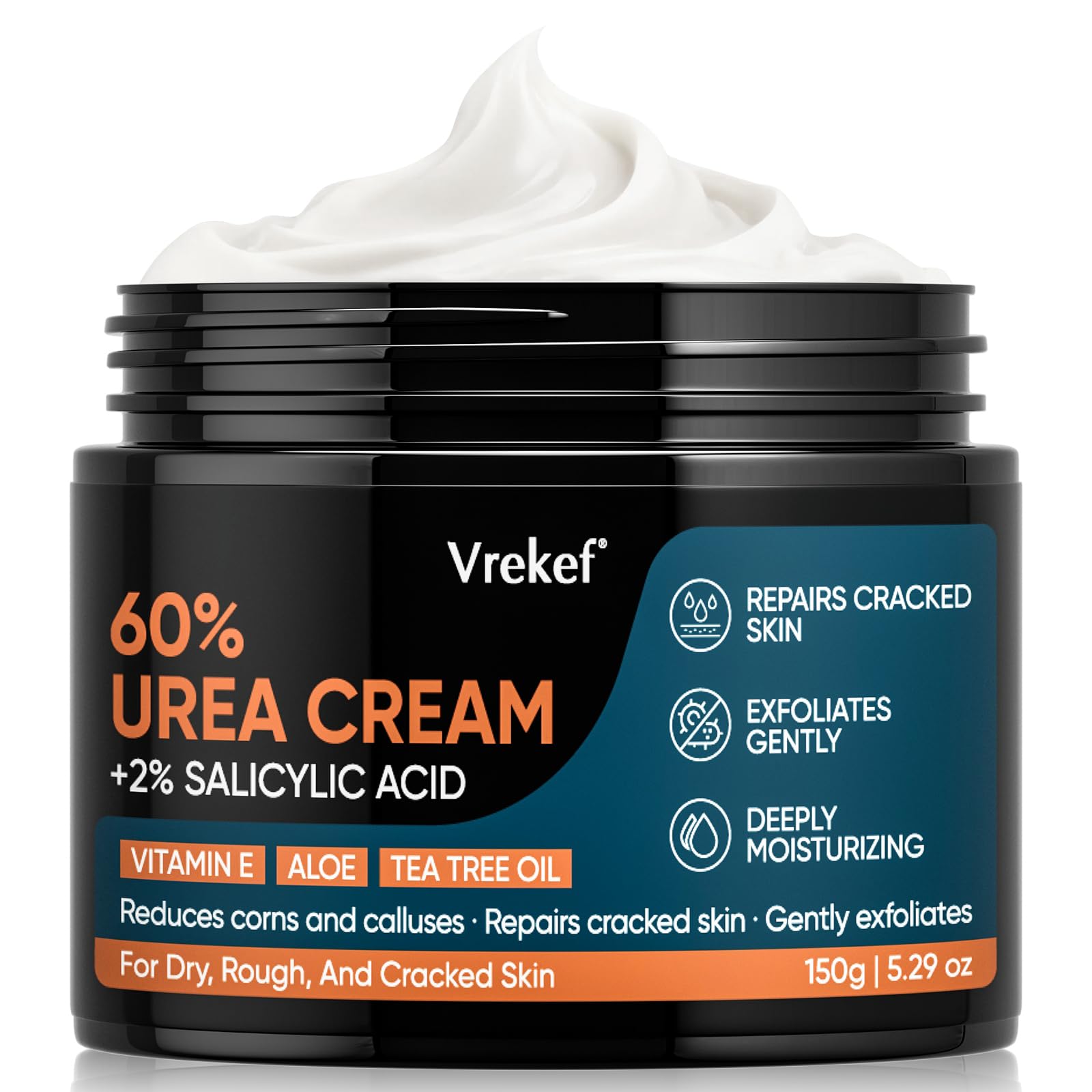 VREKEF Urea Cream 60percent bottle pour for deep hydration