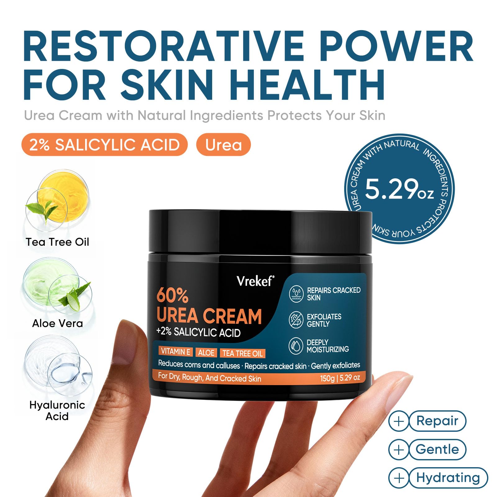 VREKEF Urea Cream absorption quick, non-greasy finish for everyday comfort
