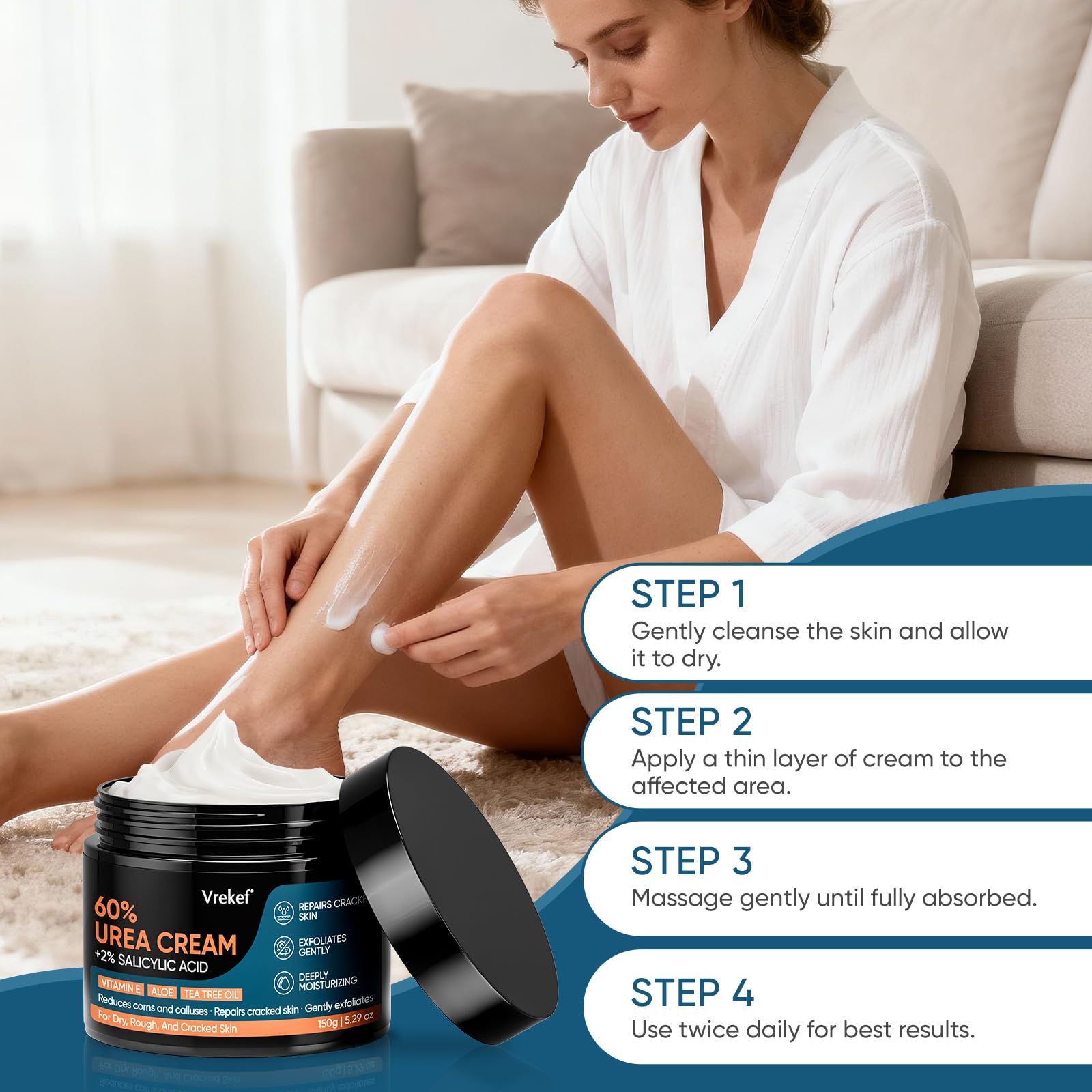 VREKEF Urea Cream daily-use ritual supports smoother skin