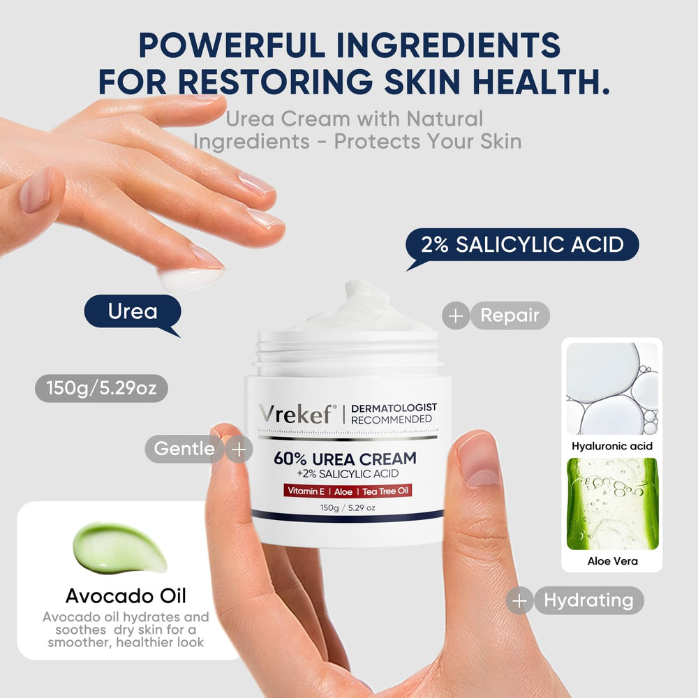 VREKEF Urea Cream non-greasy texture close-up after-application