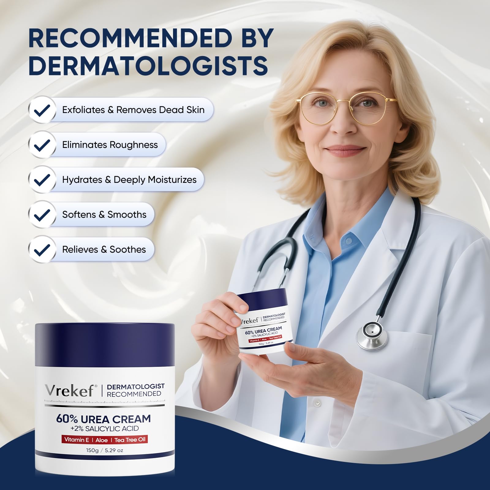 VREKEF Urea Cream salicylic-acid close-up illustrating gentle exfoliation