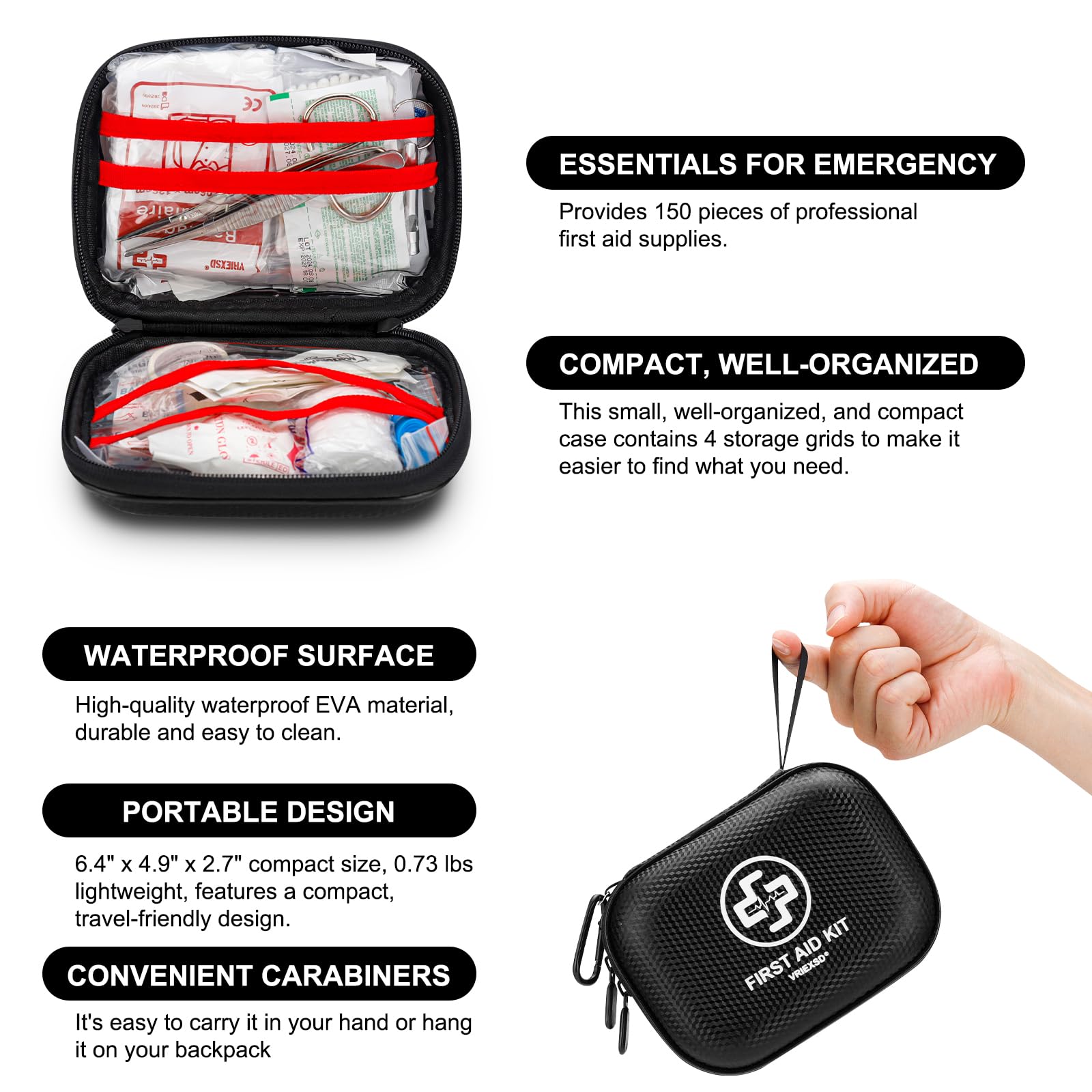 Vriexsd Mini First Aid Kit durable-case built for rugged outdoor use