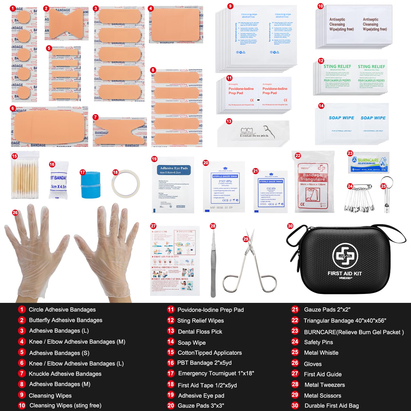Vriexsd Mini First Aid Kit waterproof-shell protecting contents during rain or splashes