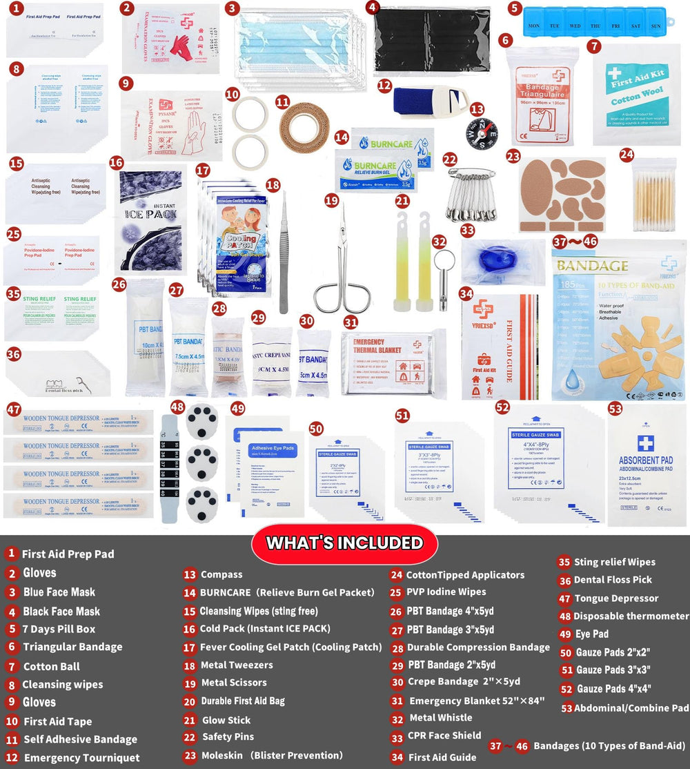VRIEXSD portable first aid kit is easy to carry in bags or cars.