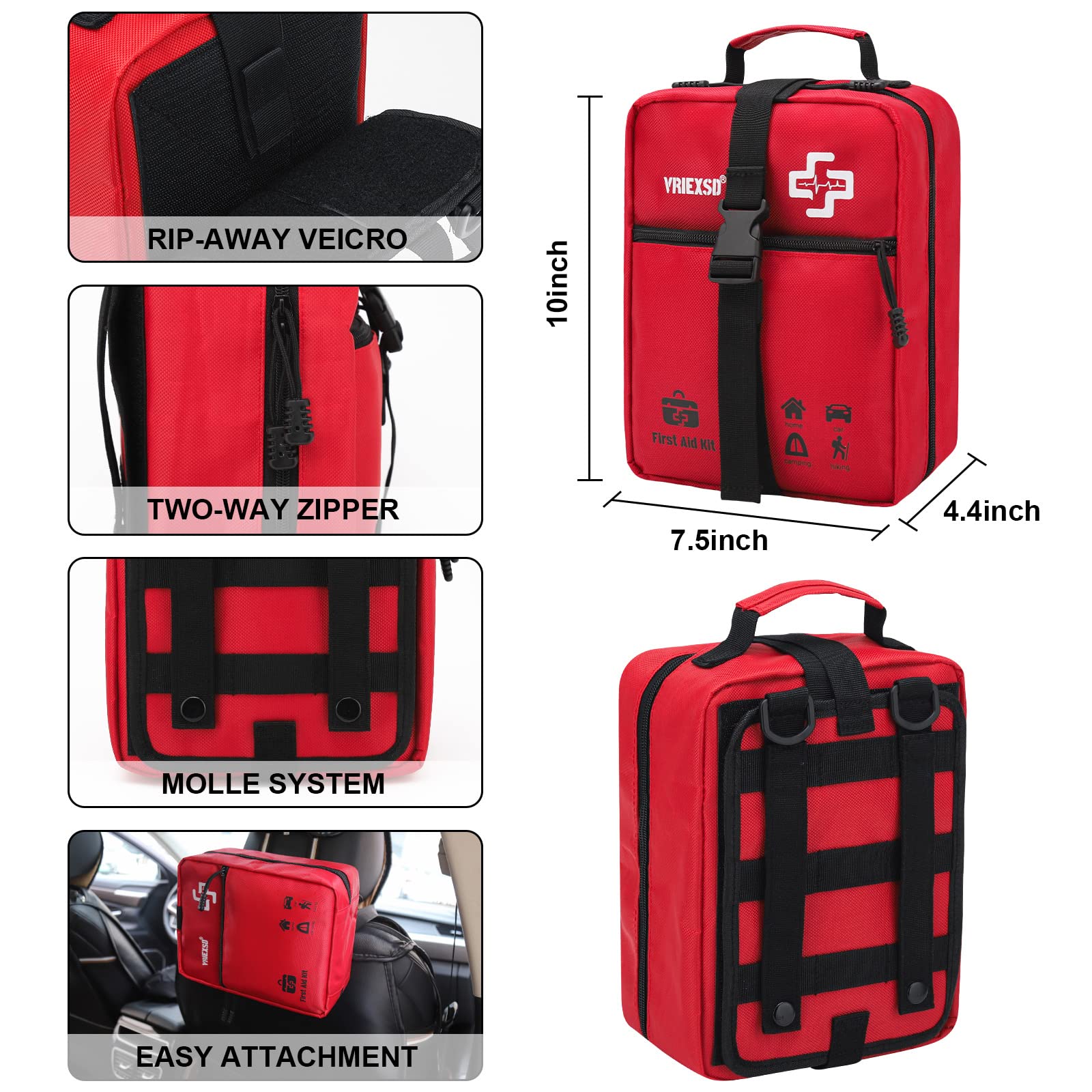 VRIEXSD waterproof 1680D fabric protects contents in rain or wind.