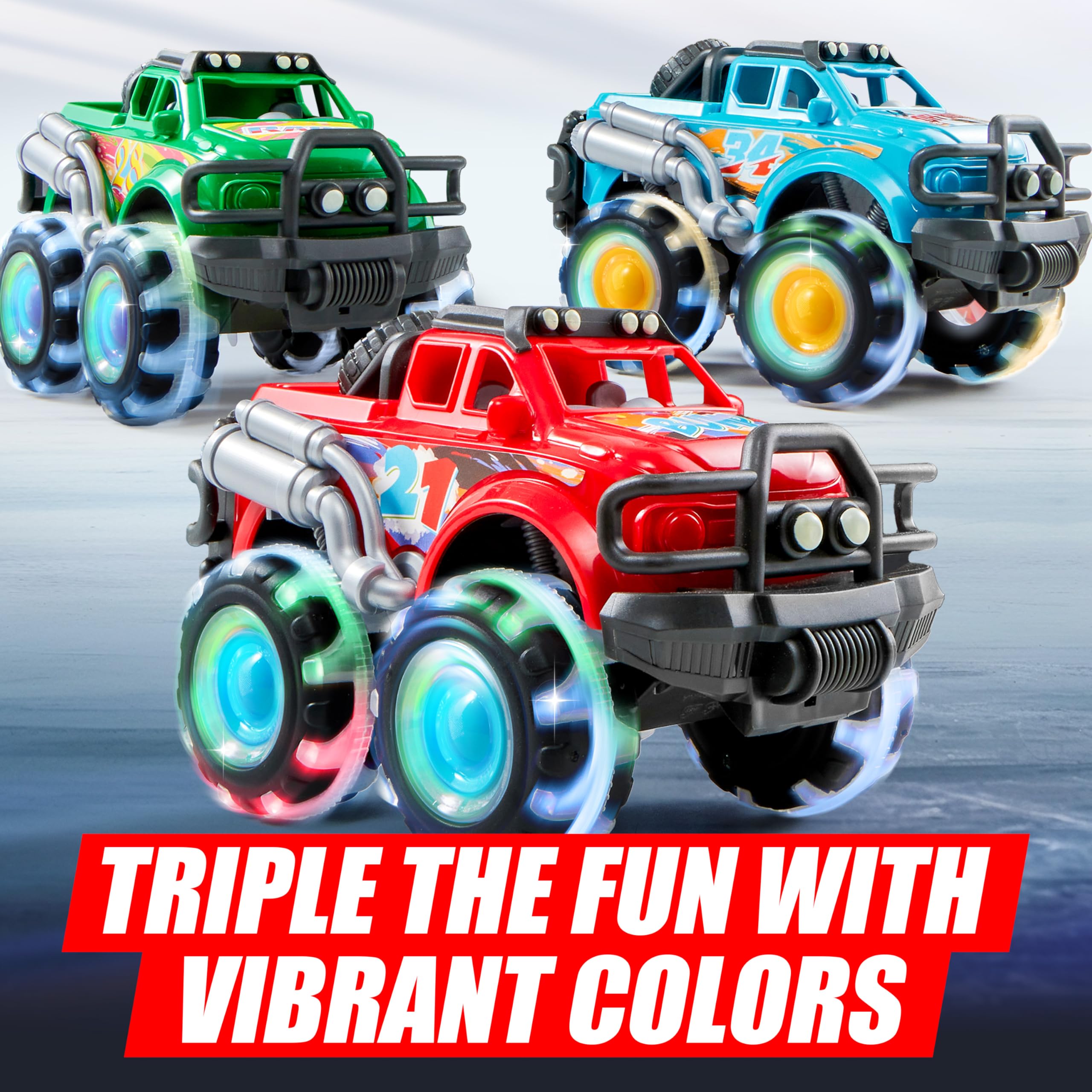 Vroomix JOYIN auto-dimming wheels protect little eyes during glowing rides.