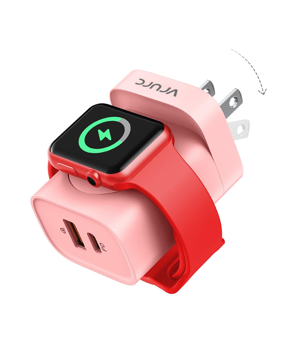 VRURC charger with foldable plug highlights ultra-portable travel design.