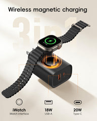 VRURC Apple Watch magnetic dock enables wireless charging during travel.
