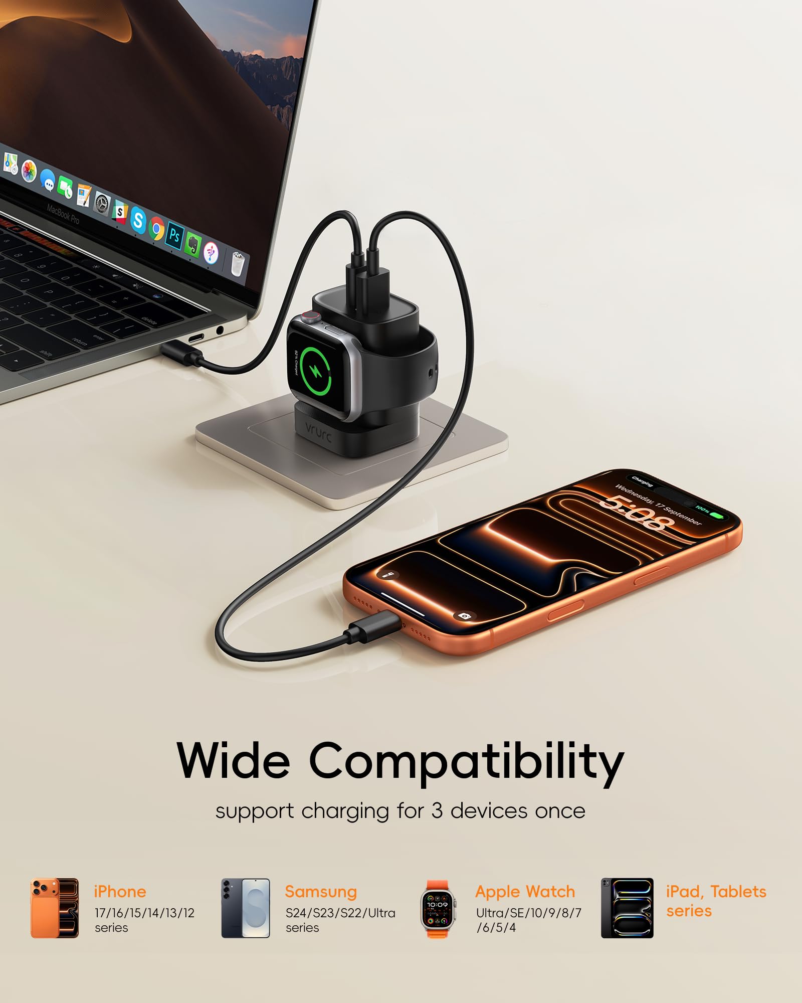 VRURC USB-C 20W port delivers rapid power for iPhone models.
