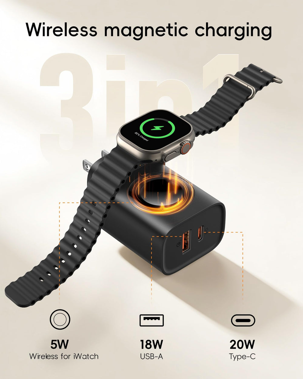 VRURC Apple Watch magnetic pad keeps your watch charged neatly.