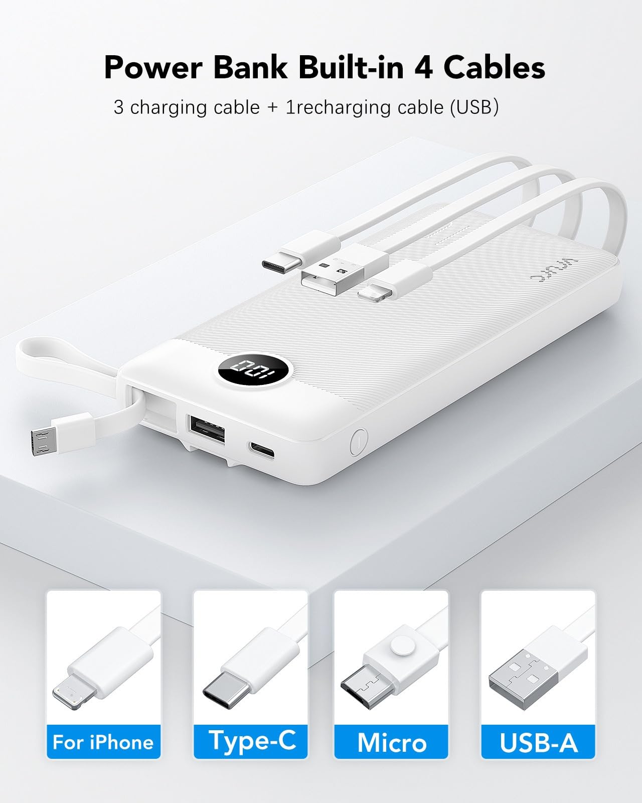 VRURC portable charger with 5 outputs powers five devices simultaneously.