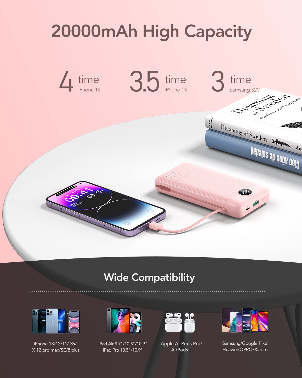 VRURC recharge options: wall plug or USB-C input for flexible recharging