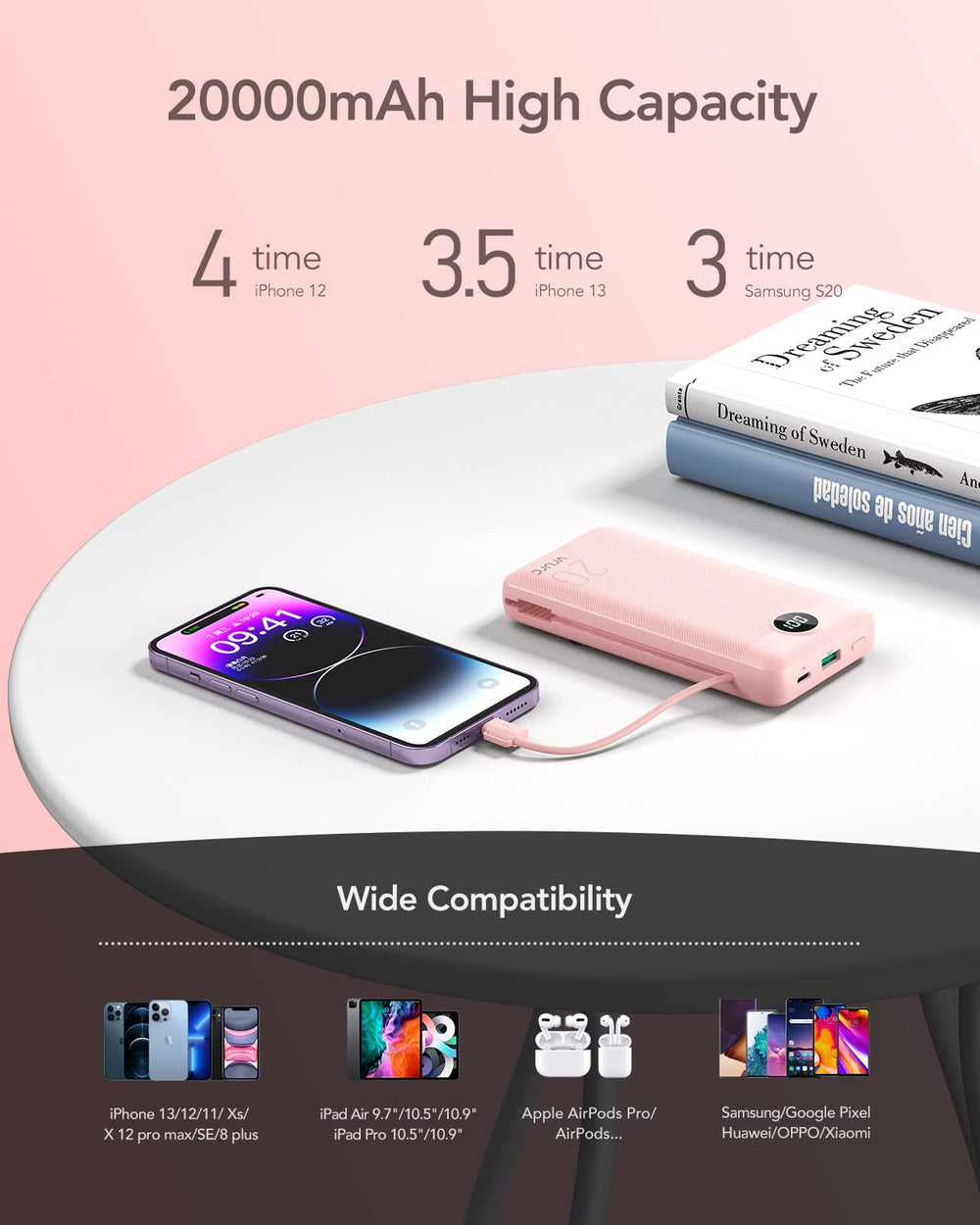 VRURC recharge options: wall plug or USB-C input for flexible recharging