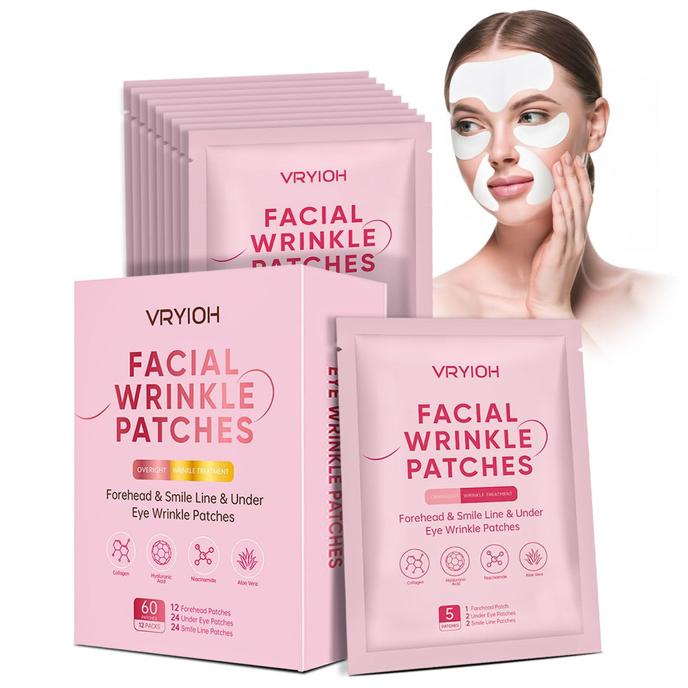 Vryioh forehead patches applied to smooth forehead lines for targeted care.